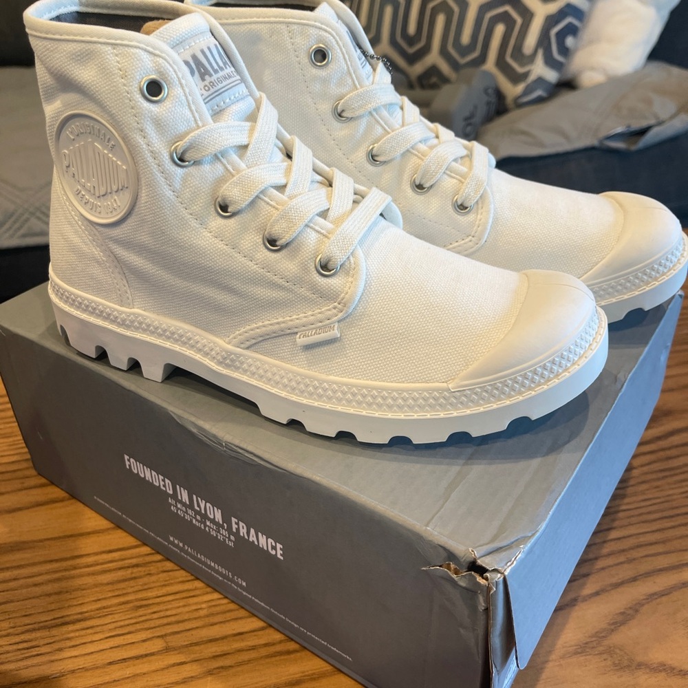 Palladium White Pampa Hi Women's Sneakers - Picture 6 of 7